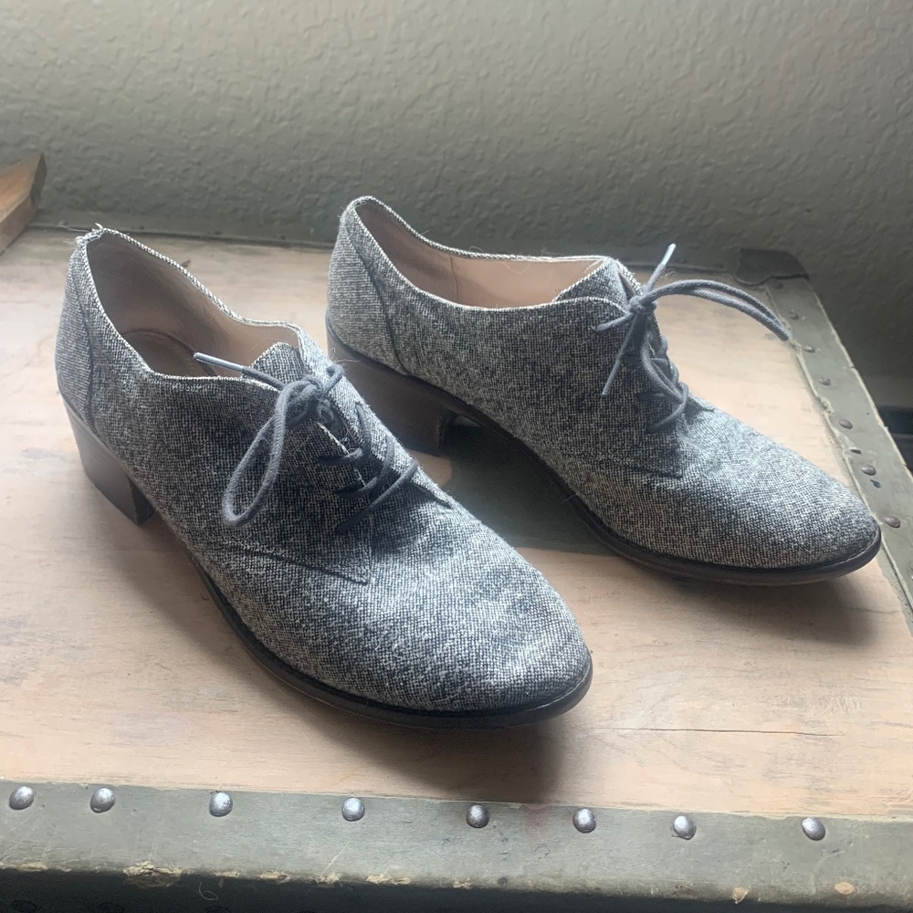 Louise Et Cie . Grey Oxford Chunky Heels